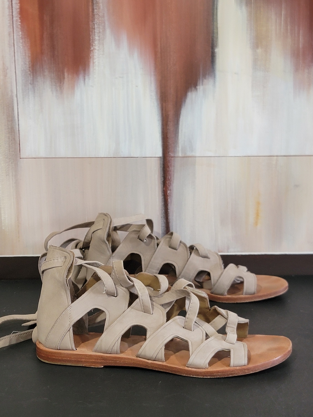 Women's Lace-Up Gladiator Sandals — Taupe